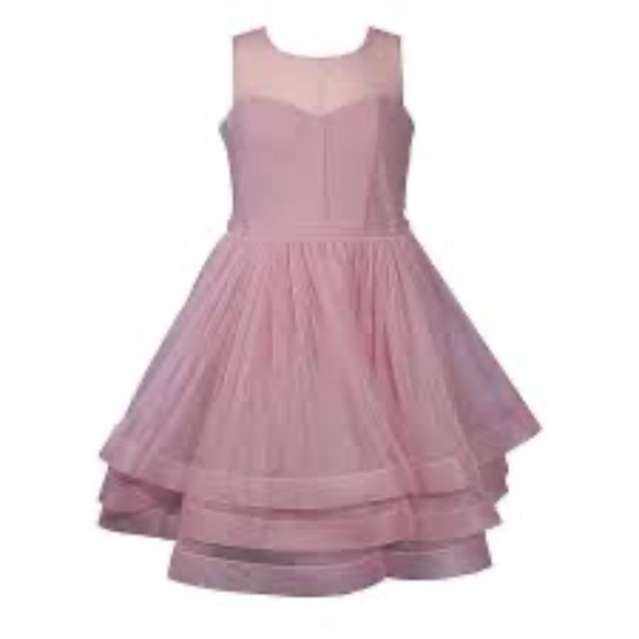 Bonnie Jean Other - NWT Bonnie Jean Sparkly Dress Mesh Top Sleeveless Horsehair Ruffle Bottom 14